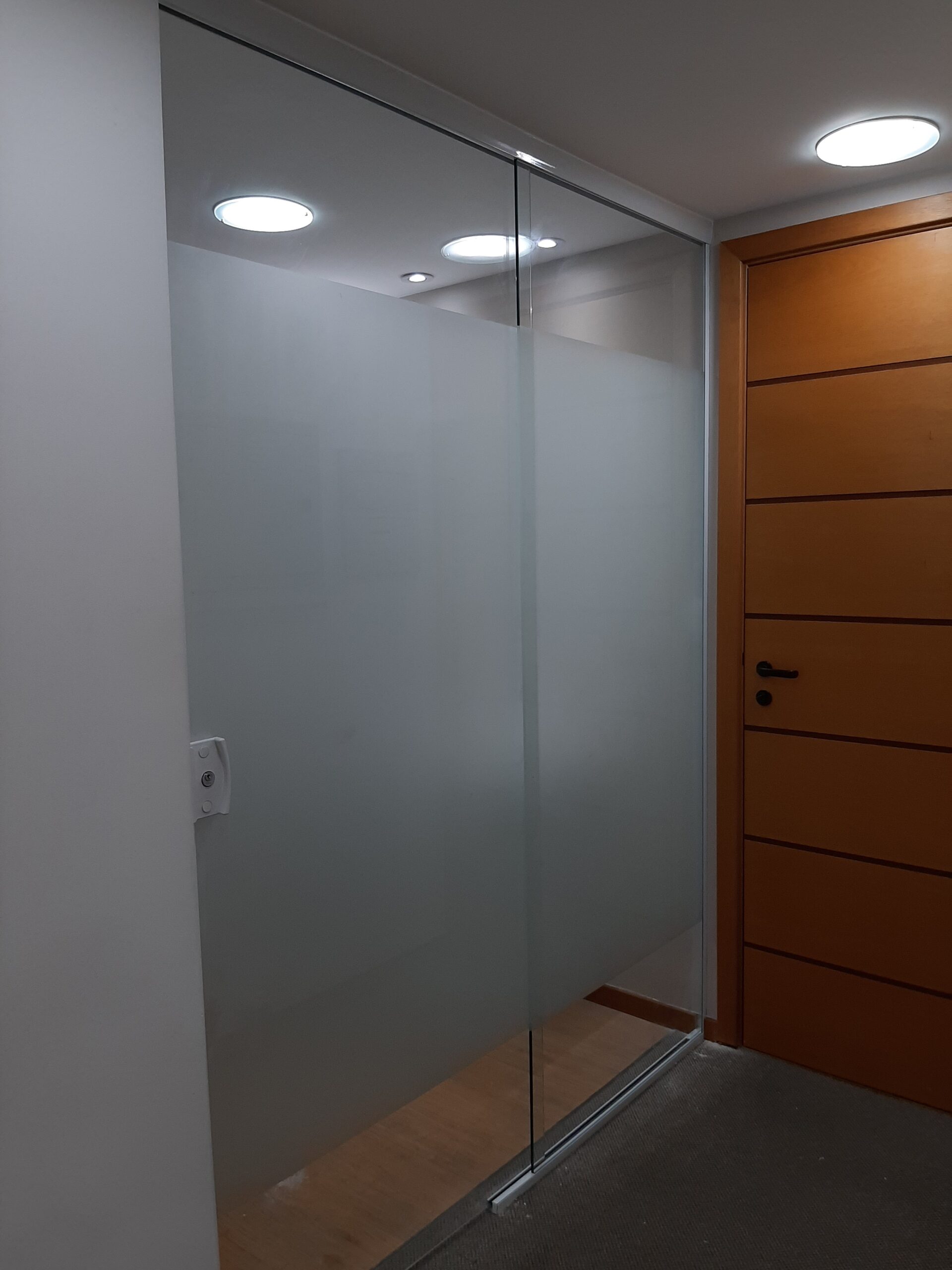 Porta de vidro jateado